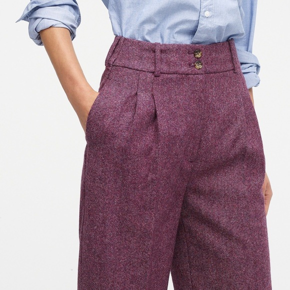 J Crew Plum Tweed Trousers | Poshmark